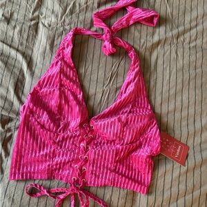Voodoo Vixen Pink Halter Crop Top